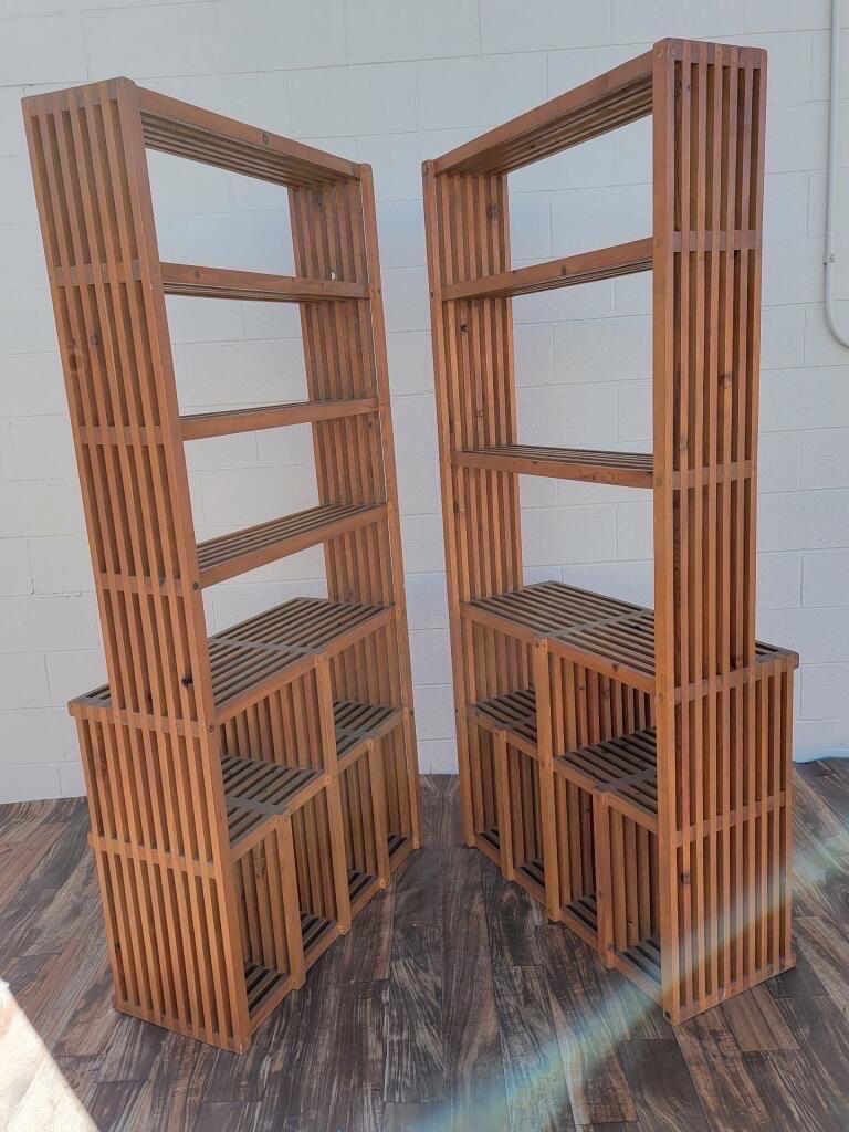 Late 20th Century Mid-Century Modern Danish Teak Slatted Bookcases by Thorvald Lissau, Pair 