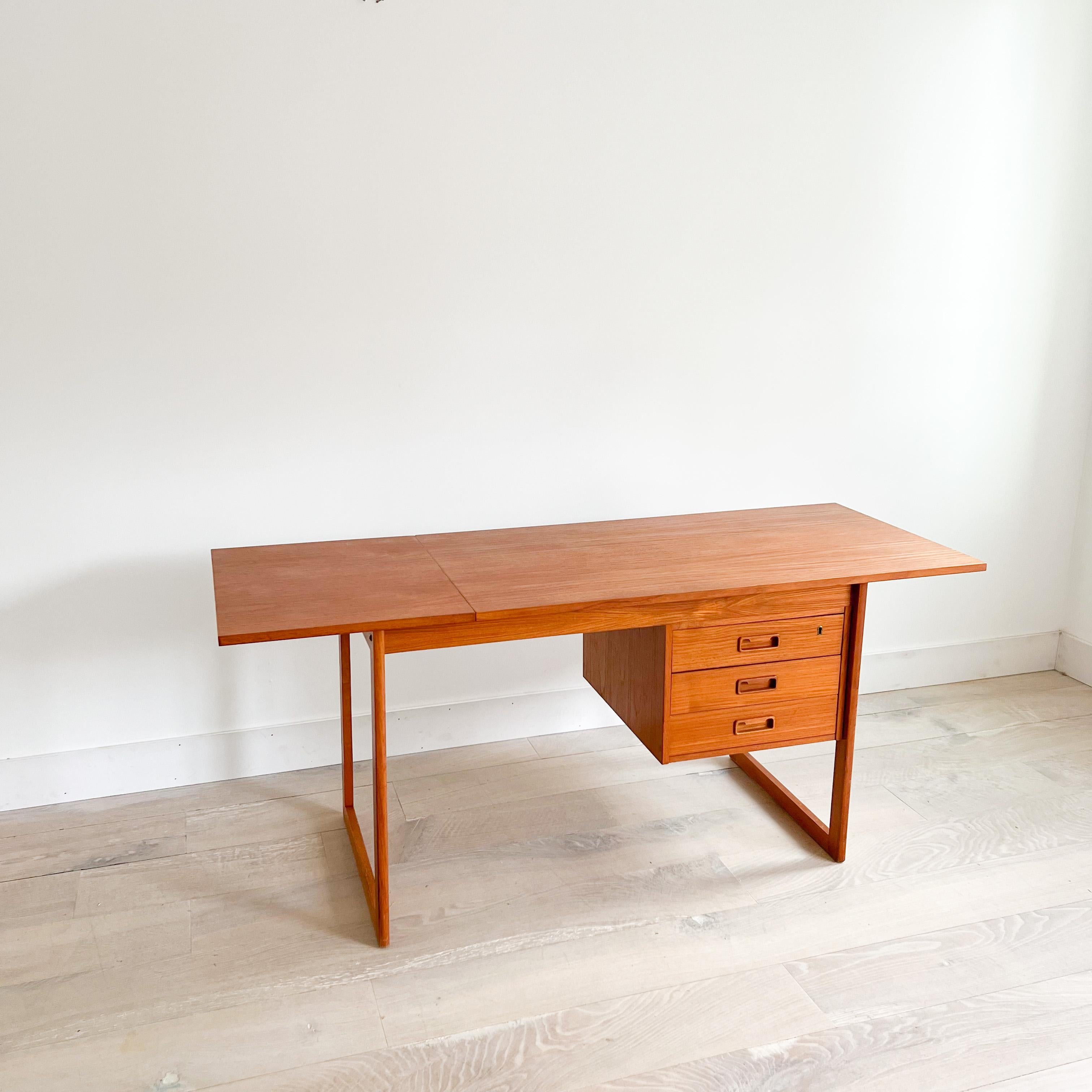 Mid Century Modern Danish Teak Sliding Top Desk by Vi-Ma Mobler 1