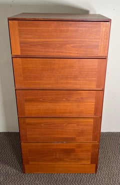 Mid Century Modern Danish Teak Tall Boy Dresser By Vinde Mobelfabrik