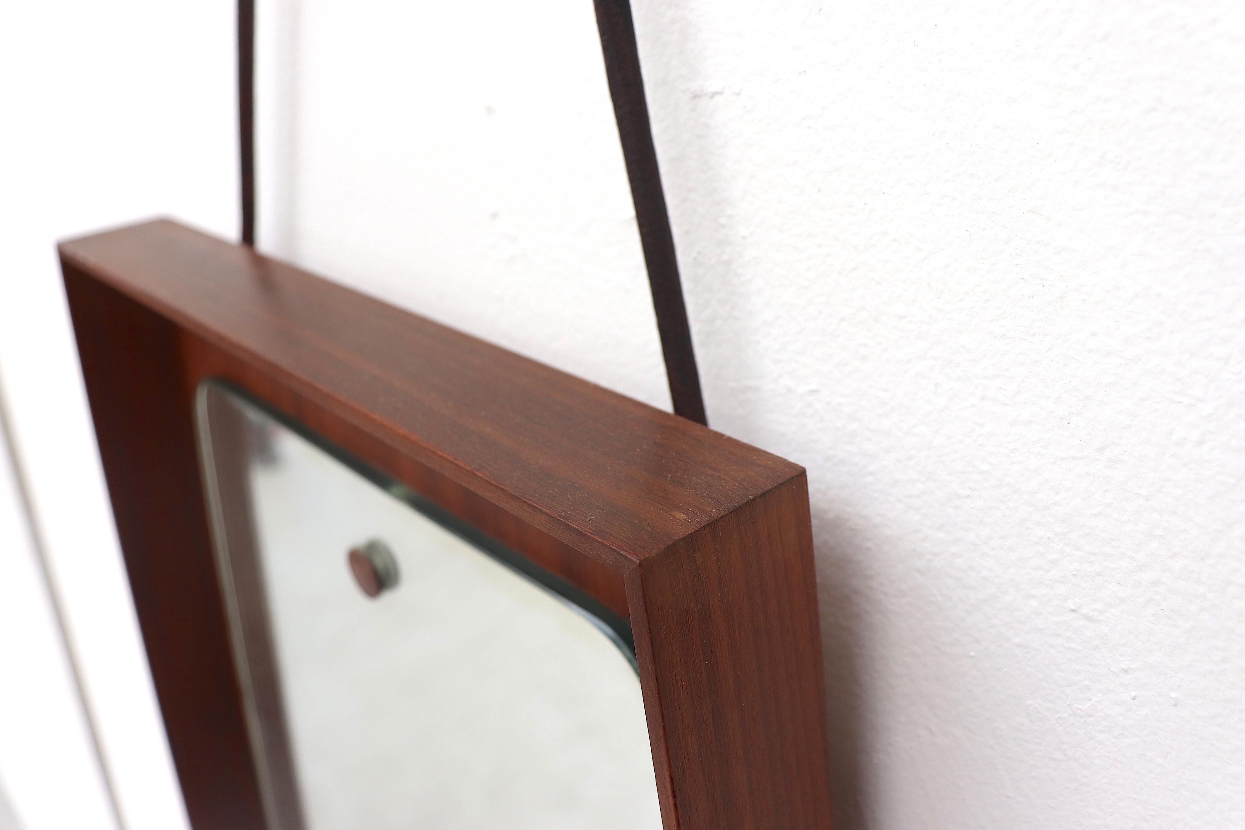 Mid-Century Modern Danish Teak Wall Mirror 1