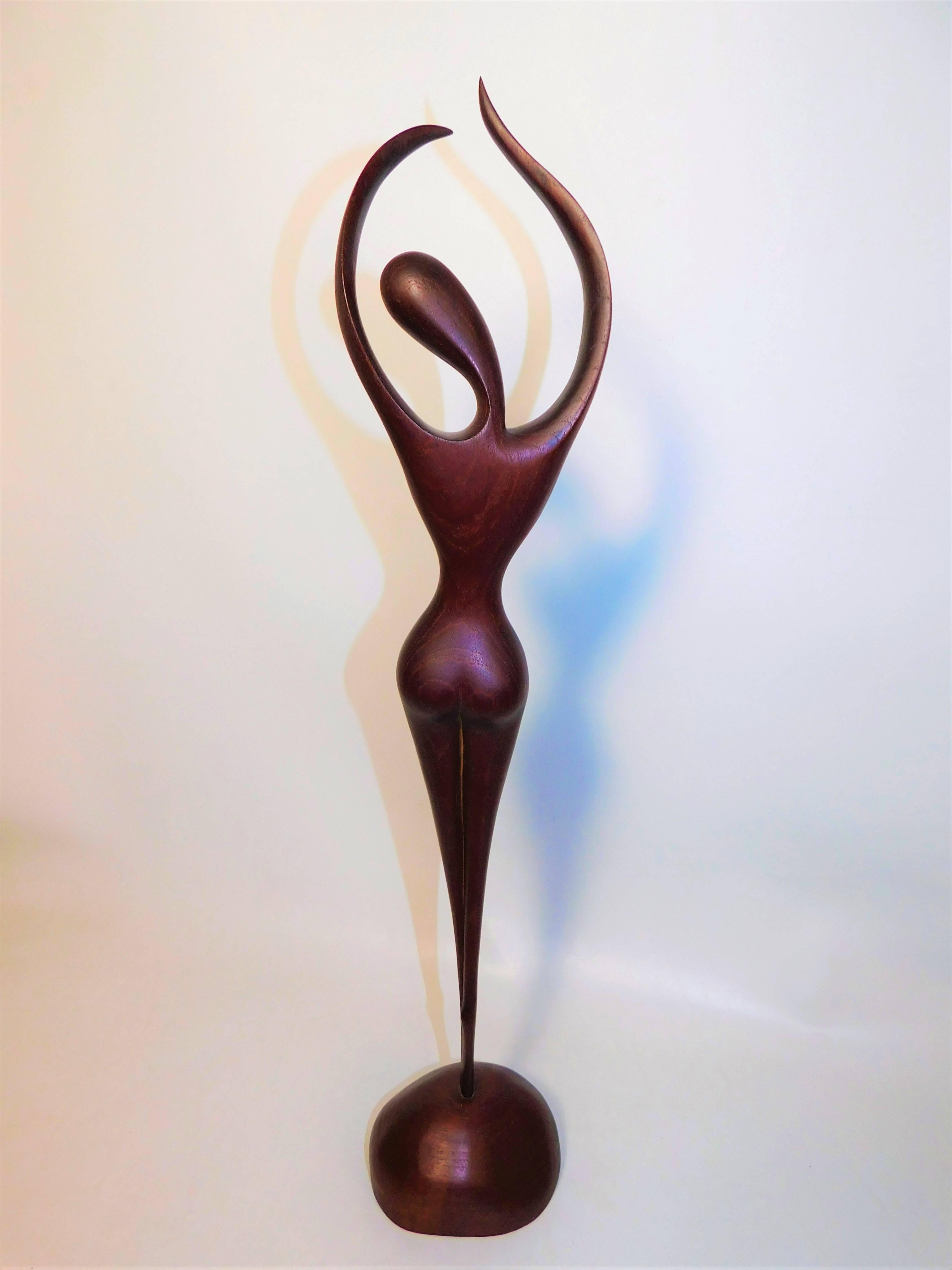 Mid-Century Modern Danish Teak Wood Nude Woman Sculpture 3