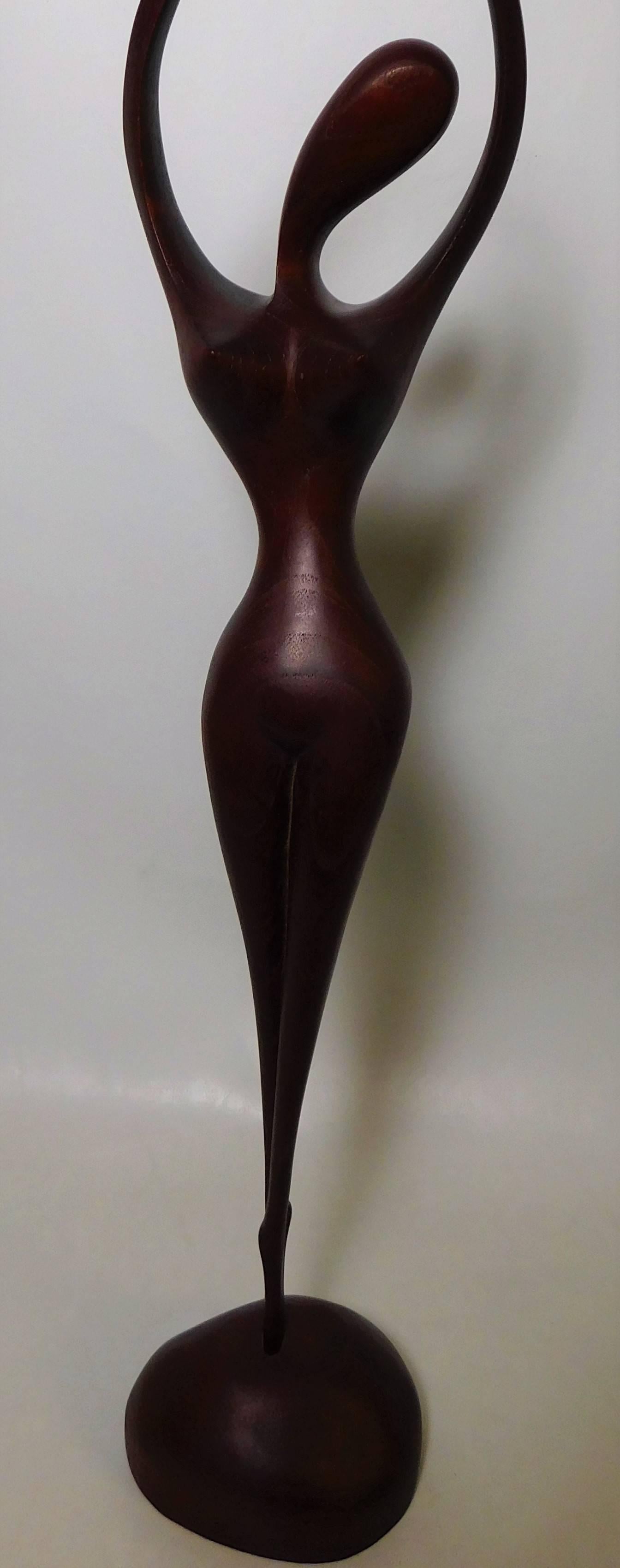 Mid-Century Modern Danish Teak Wood Nude Woman Sculpture In Excellent Condition In Hamilton, Ontario