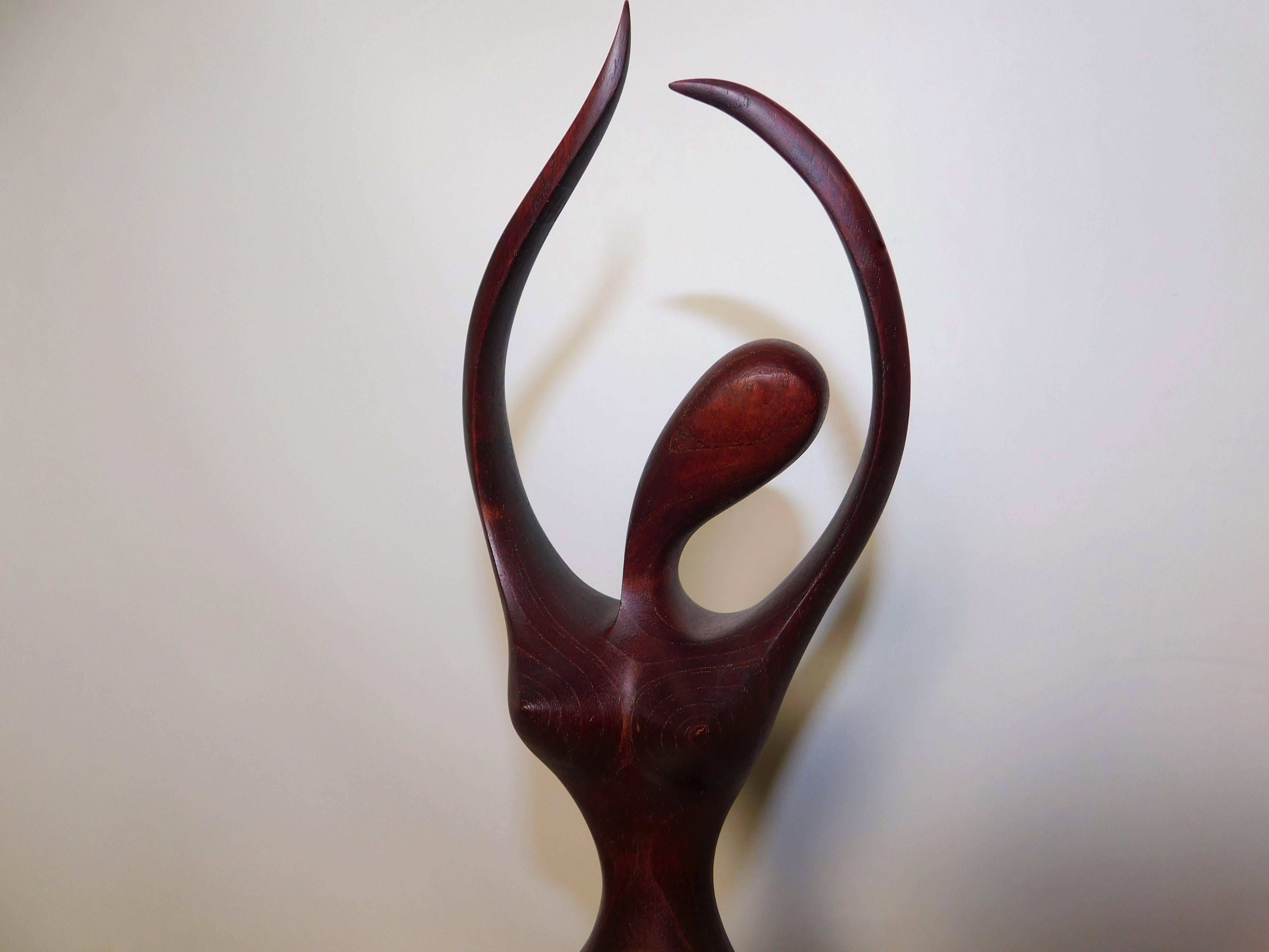 Mid-Century Modern Danish Teak Wood Nude Woman Sculpture 1