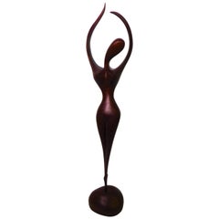 Mid-Century Modern Danish Teak Wood Nude Woman Sculpture