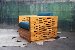 Fauteuil lounge cube tessellé danois moderne du milieu du siècle dernier