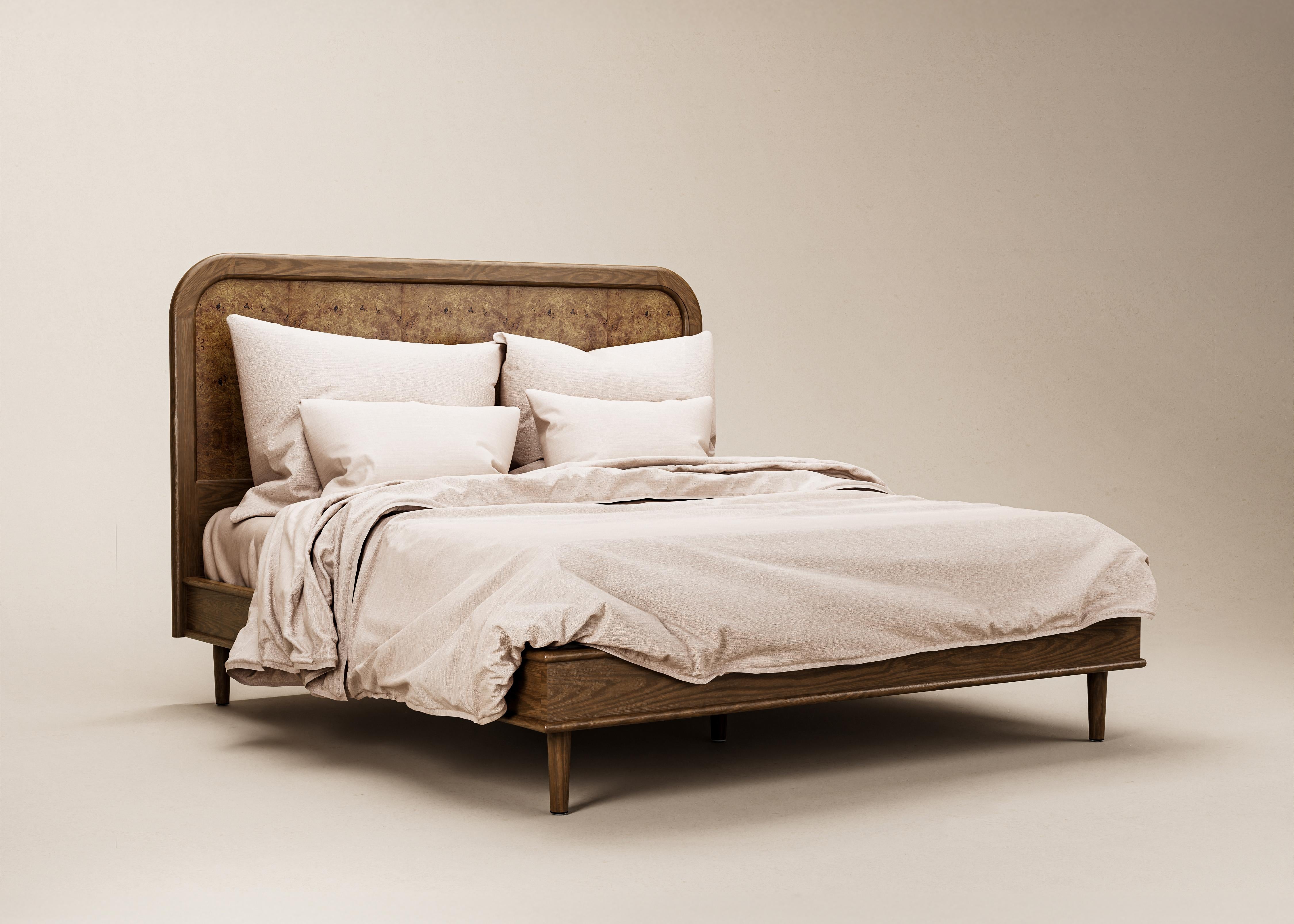 Mid-Century Modern Danish Walford Bed in Rattan & Cognac Oak — Euro Mega King For Sale 5