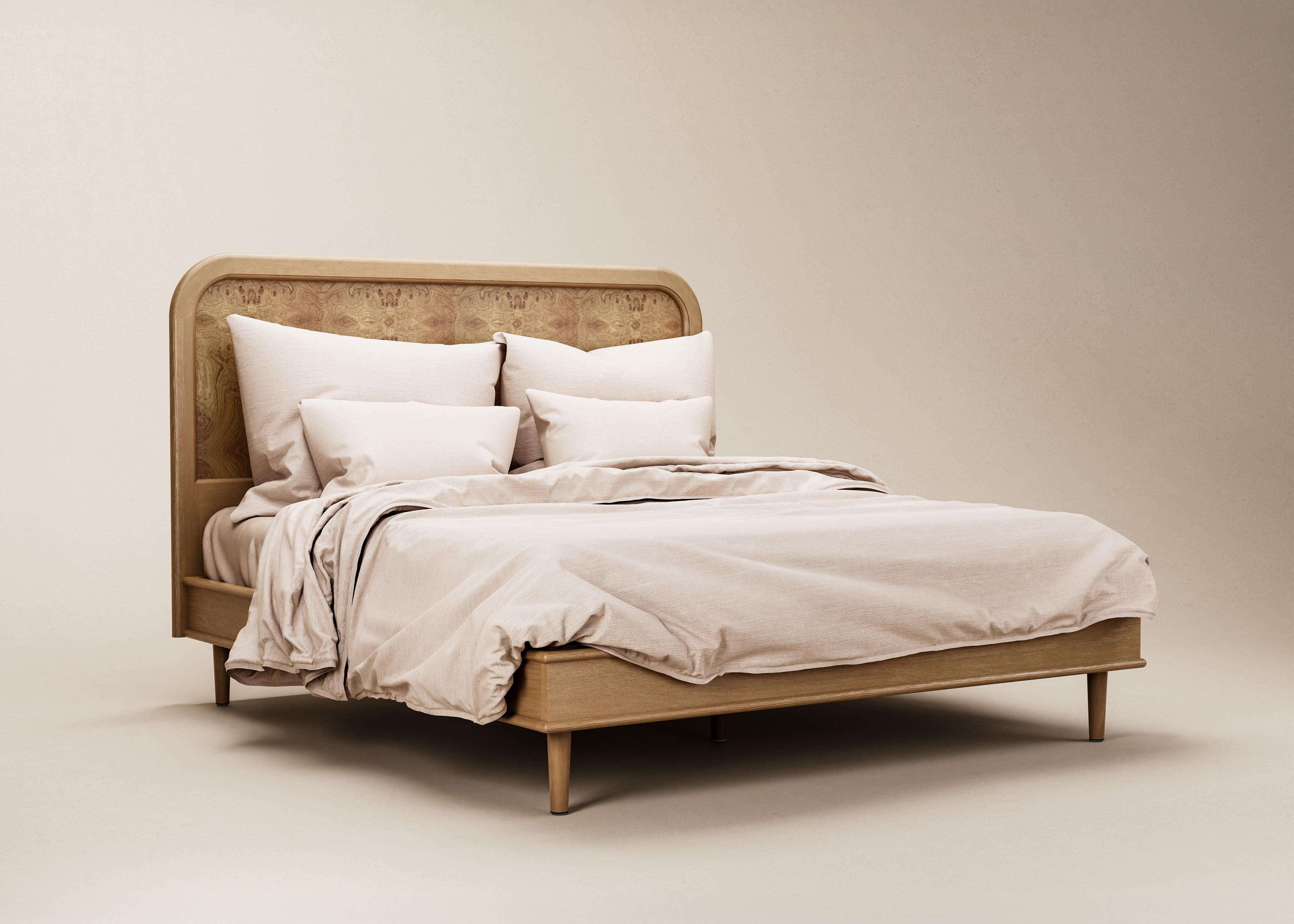 Mid-Century Modern Danish Walford Bed in Rattan & Cognac Oak — Euro Mega King For Sale 8