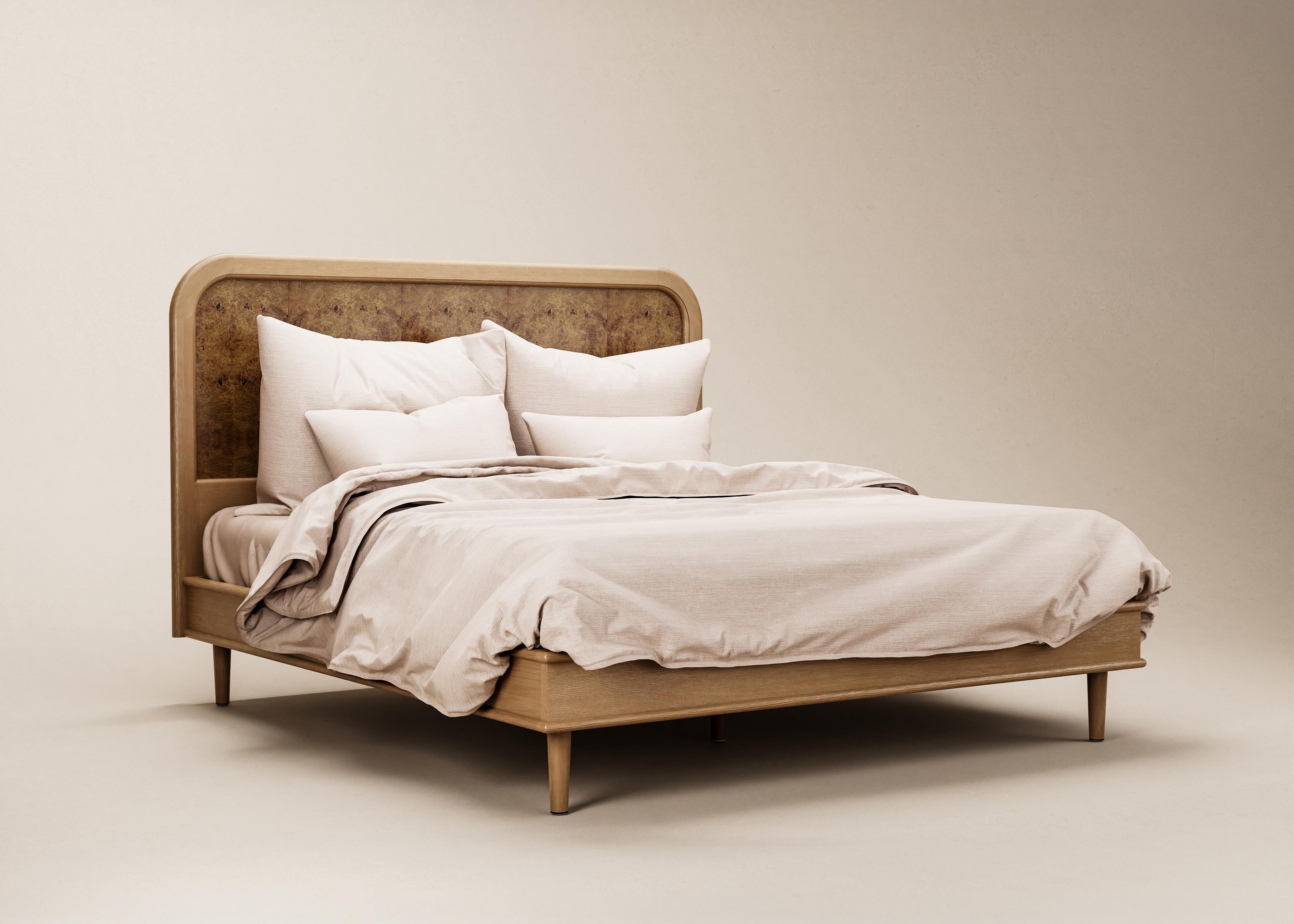 Mid-Century Modern Danish Walford Bed in Rattan & Natural Oak — Euro Mega King For Sale 3