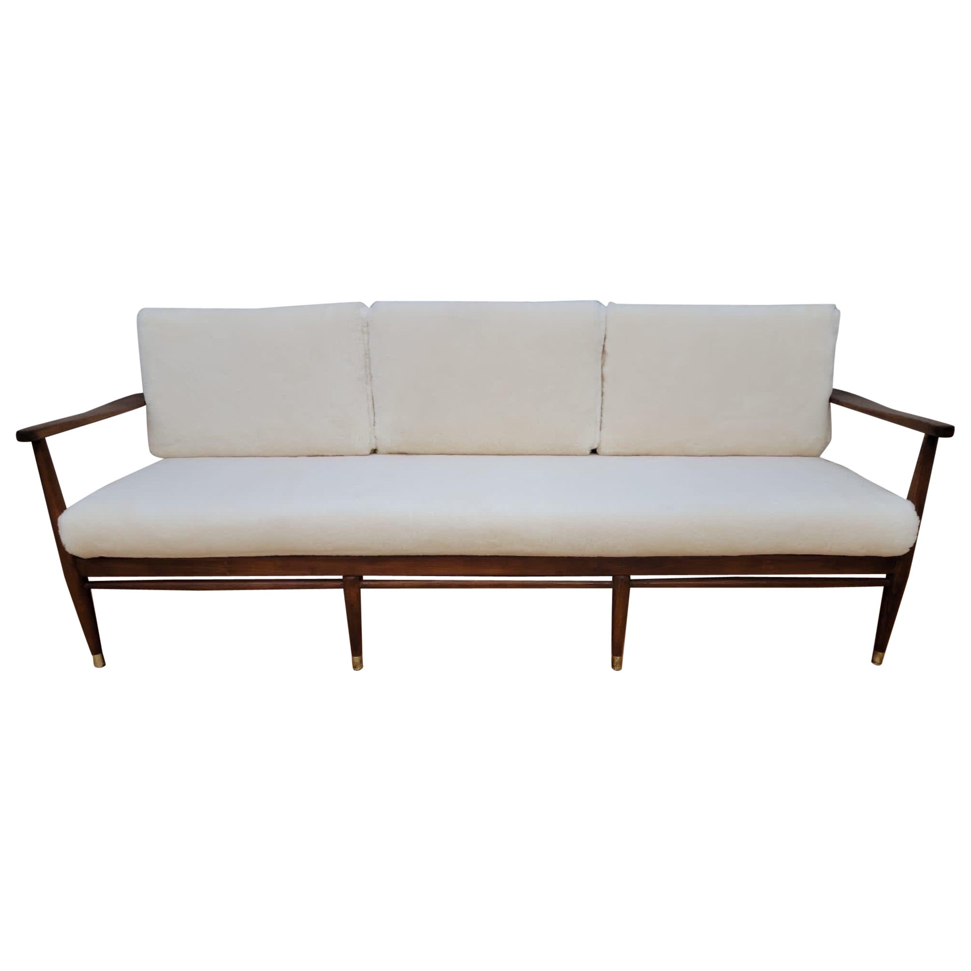 Mid Century Modern Danish Walnut Frame Sofa by Ib Kofod-Larsen Newly Upholstered