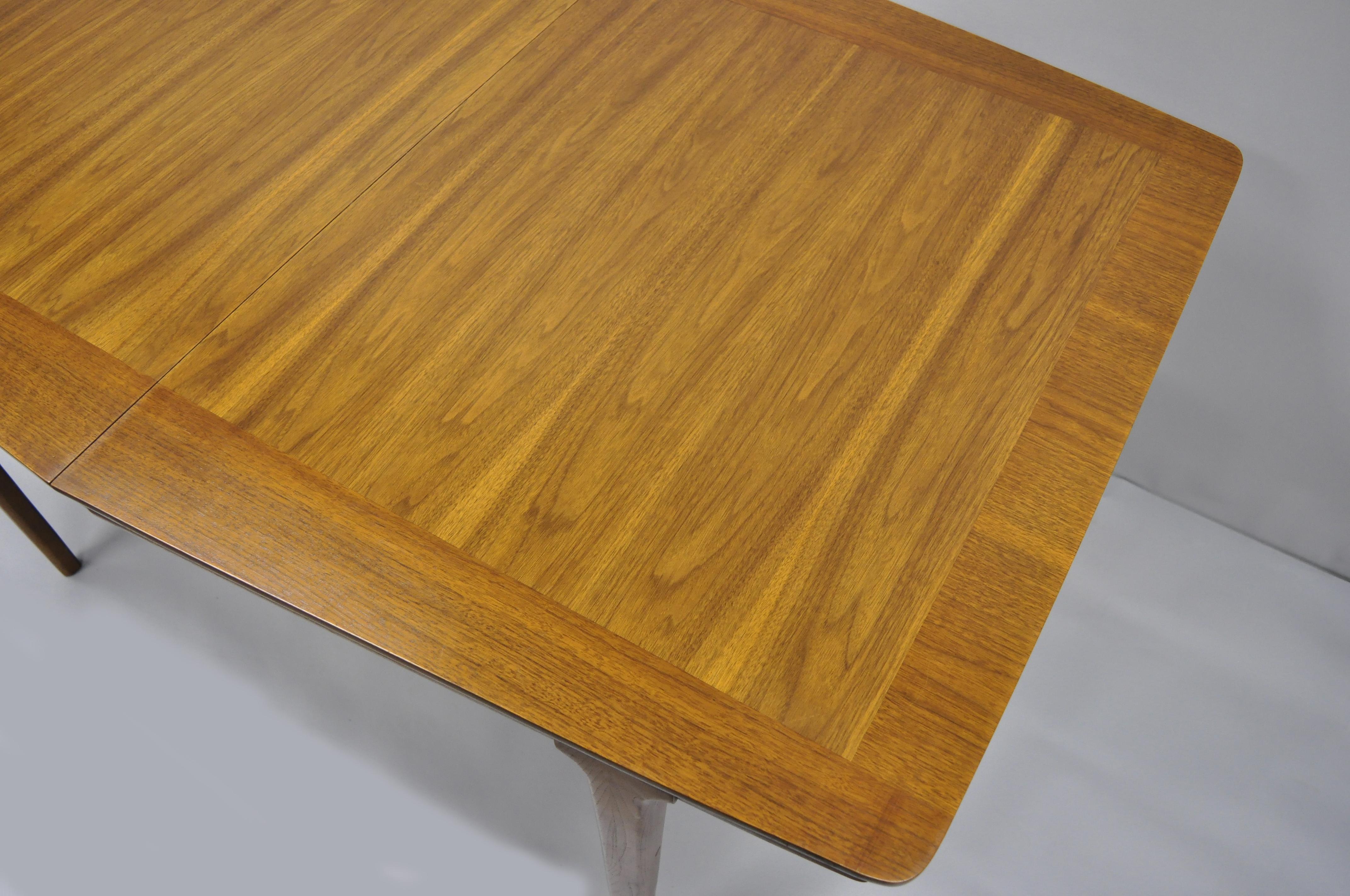 20th Century Mid-Century Modern Danish Walnut Sculpted Edge Dining Table with 1 Leaf