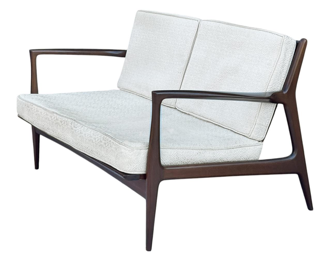 Mid-Century Modern Mid Century Modern Danish Walnut Sofa, Love Seat or Settee by Kofod Larsen Selig For Sale