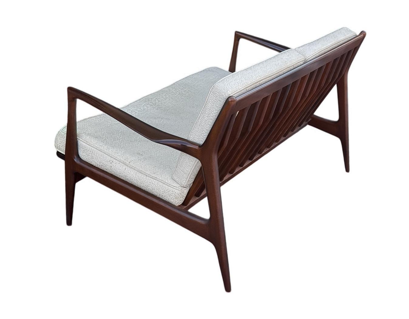 Mid Century Modern Danish Walnut Sofa, Love Seat or Settee by Kofod Larsen Selig For Sale 1