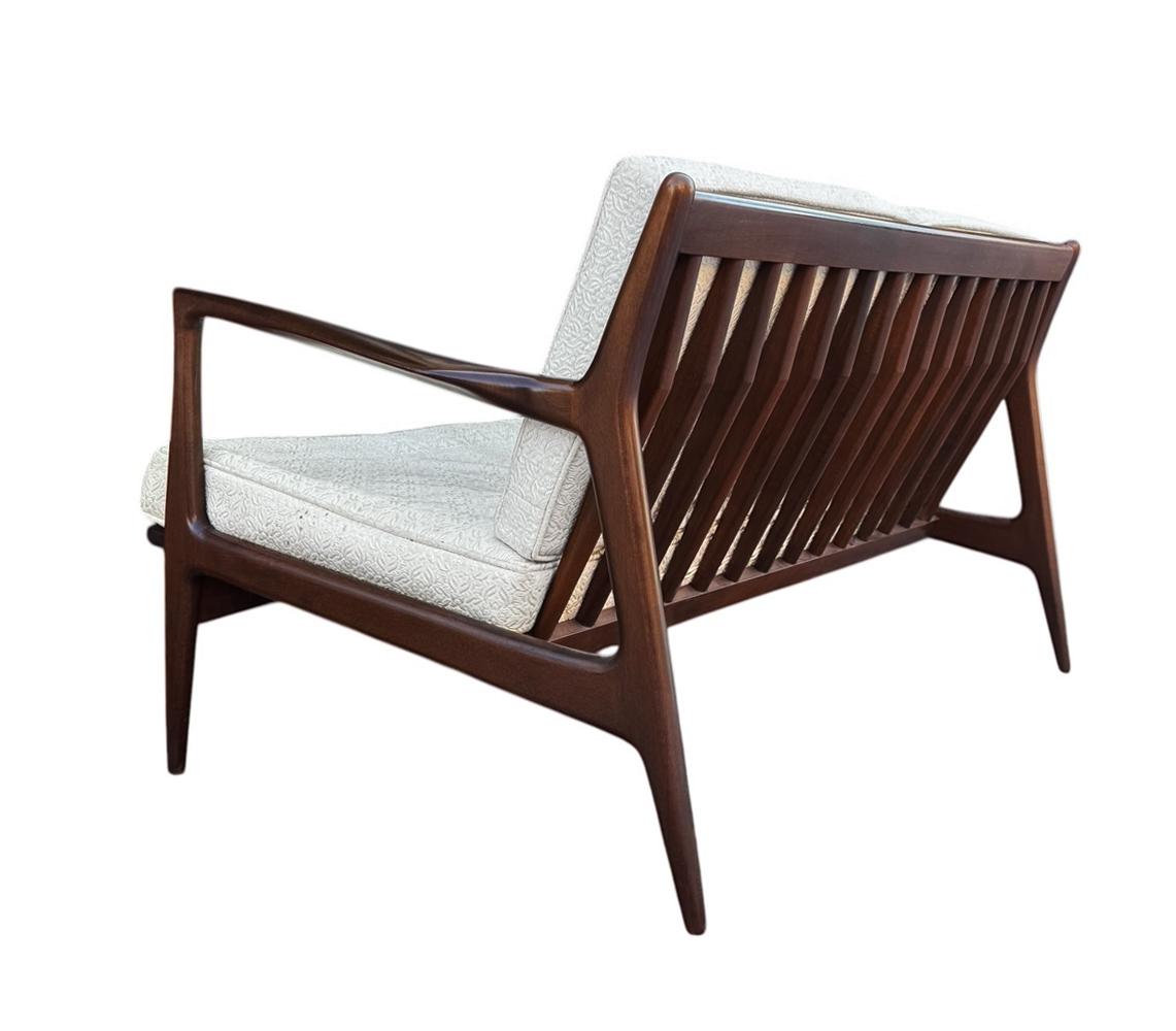 Mid Century Modern Danish Walnut Sofa, Love Seat or Settee by Kofod Larsen Selig For Sale 3