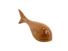 Mid Century Modern Danish Wood Bottle Opener Shaped as Whale, Denmark 1960s