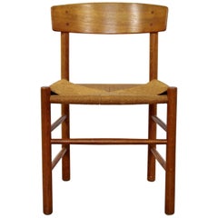 Mid-Century Modern Danish Wood and Cord Side Accent Chair, 1950s