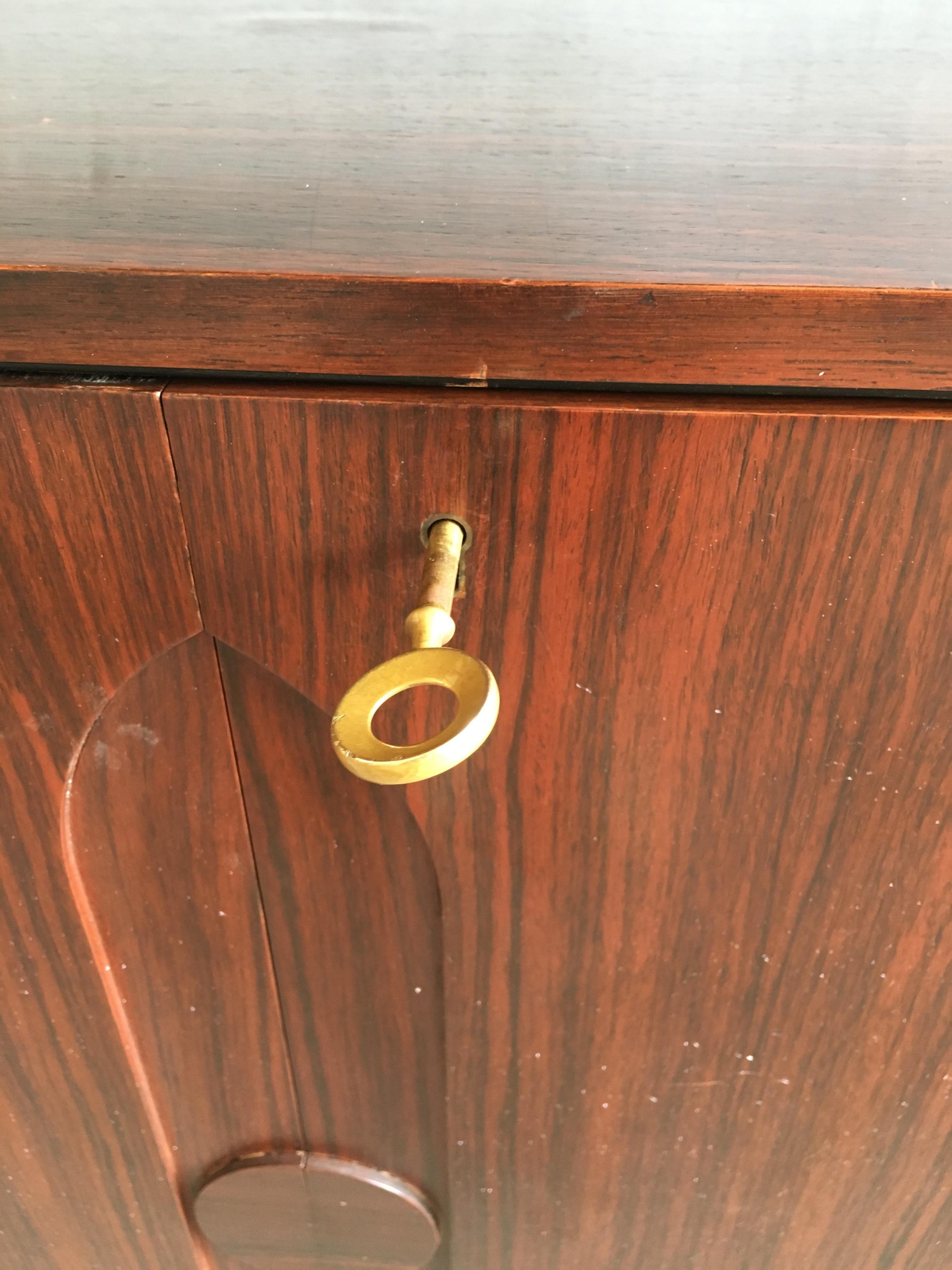 Mid-Century Modern Danish Wood Wall Unit with Brass Feet, 1970s 7