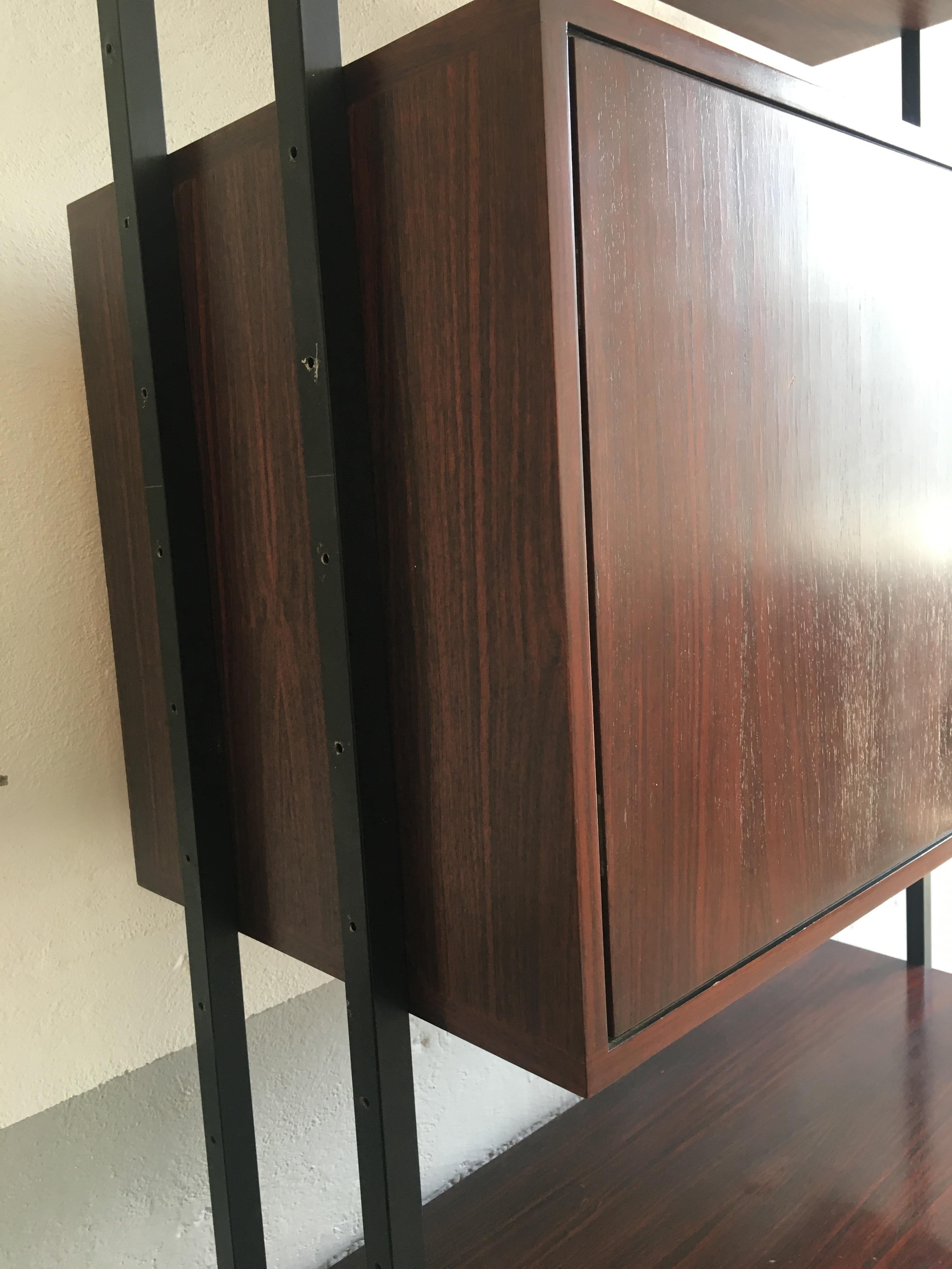 Late 20th Century Mid-Century Modern Danish Wood Wall Unit with Brass Feet, 1970s