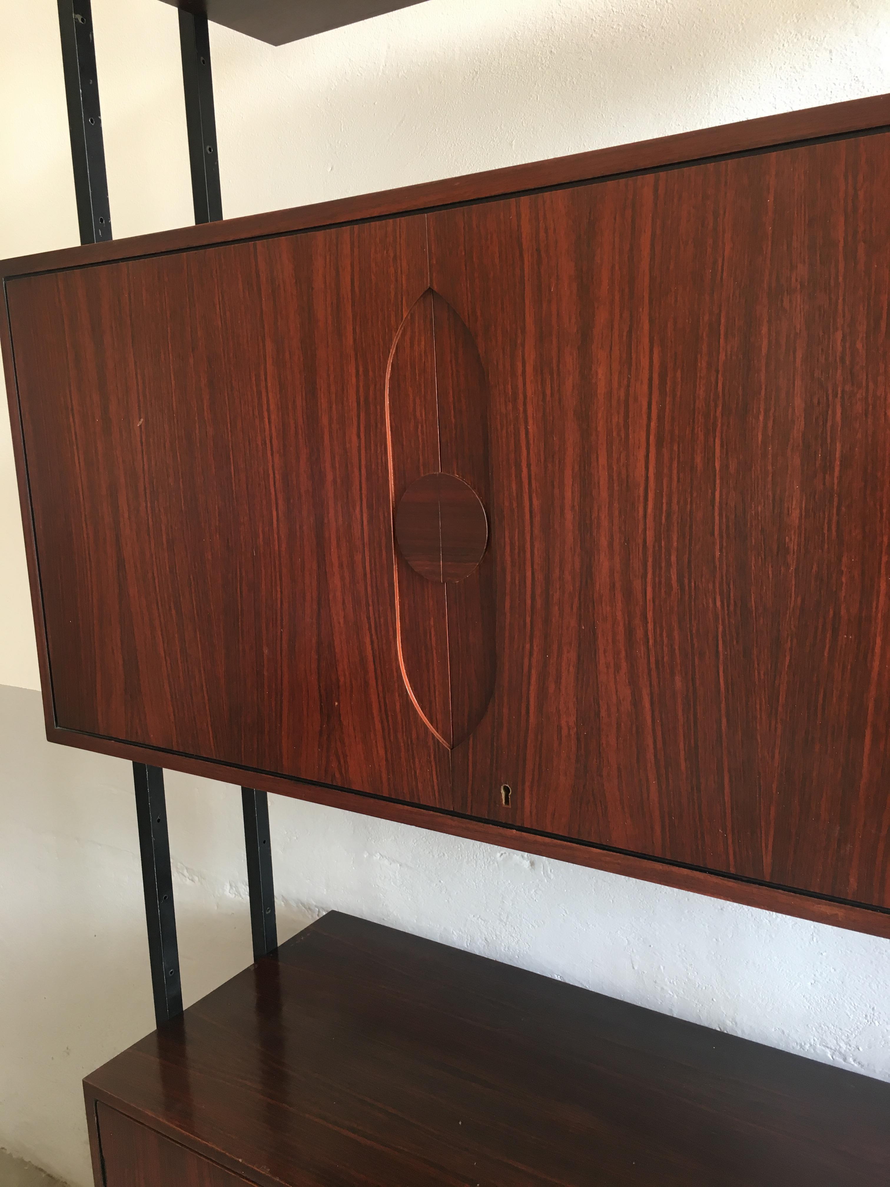 Mid-Century Modern Danish Wood Wall Unit with Brass Feet, 1970s 1