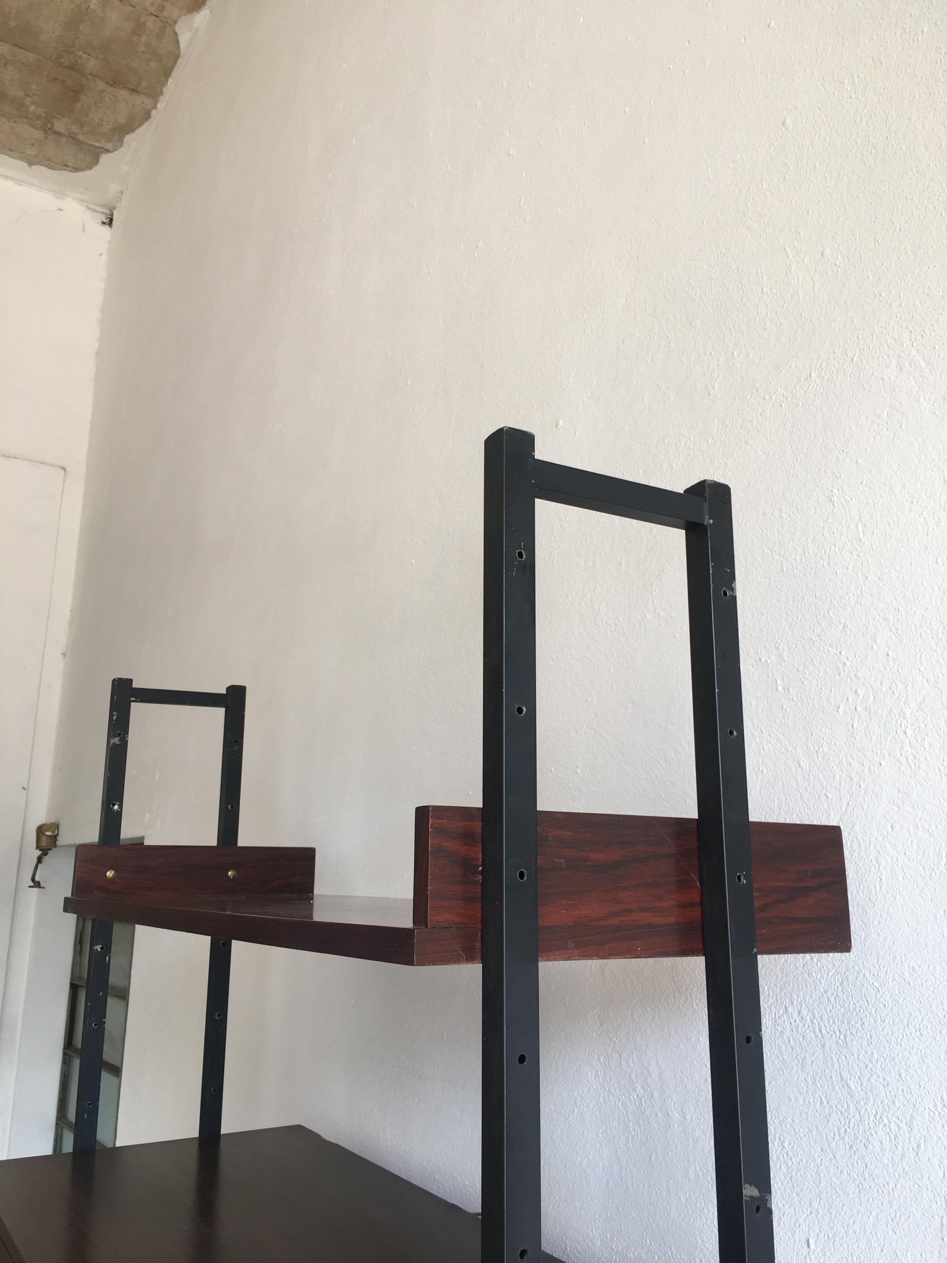 Mid-Century Modern Danish Wood Wall Unit with Brass Feet, 1970s 2