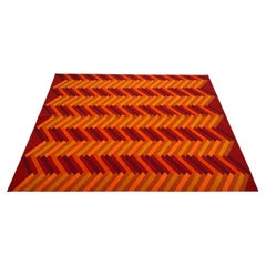 Mid-Century Modern Danish Wool Rug, Hand-Knotted Chevron, 1960s