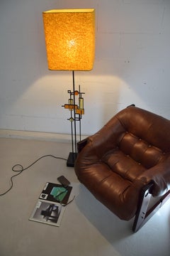 Mid-Century Modern Danish Wrought Iron and Glass Floor Lamp by Holm Sorensen