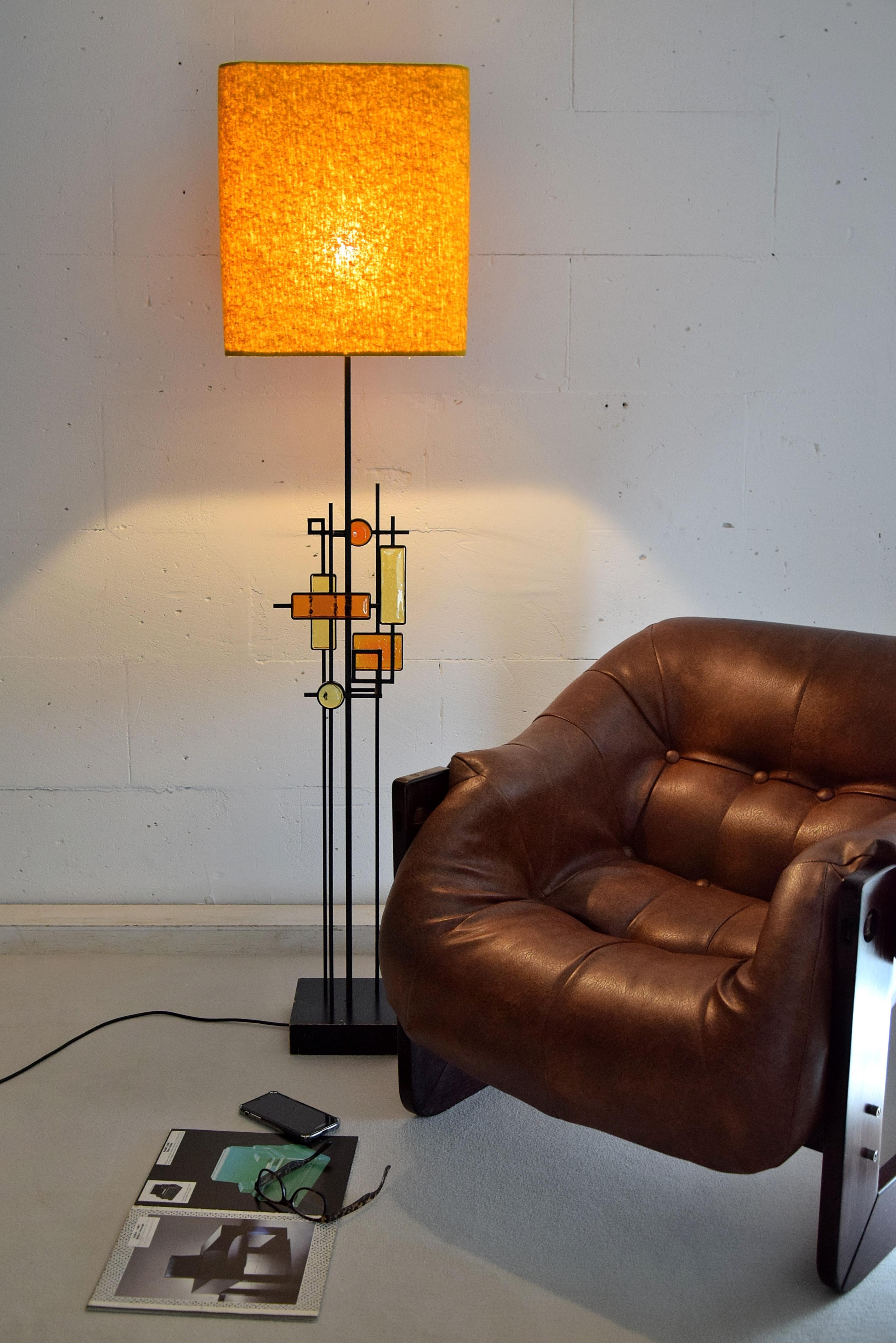 Mid-Century Modern Danish Wrought Iron and Glass Floor Lamp by Holm Sorensen For Sale 3