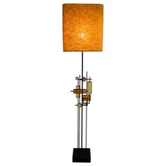 Mid-Century Modern Danish Wrought Iron and Glass Floor Lamp by Holm Sorensen