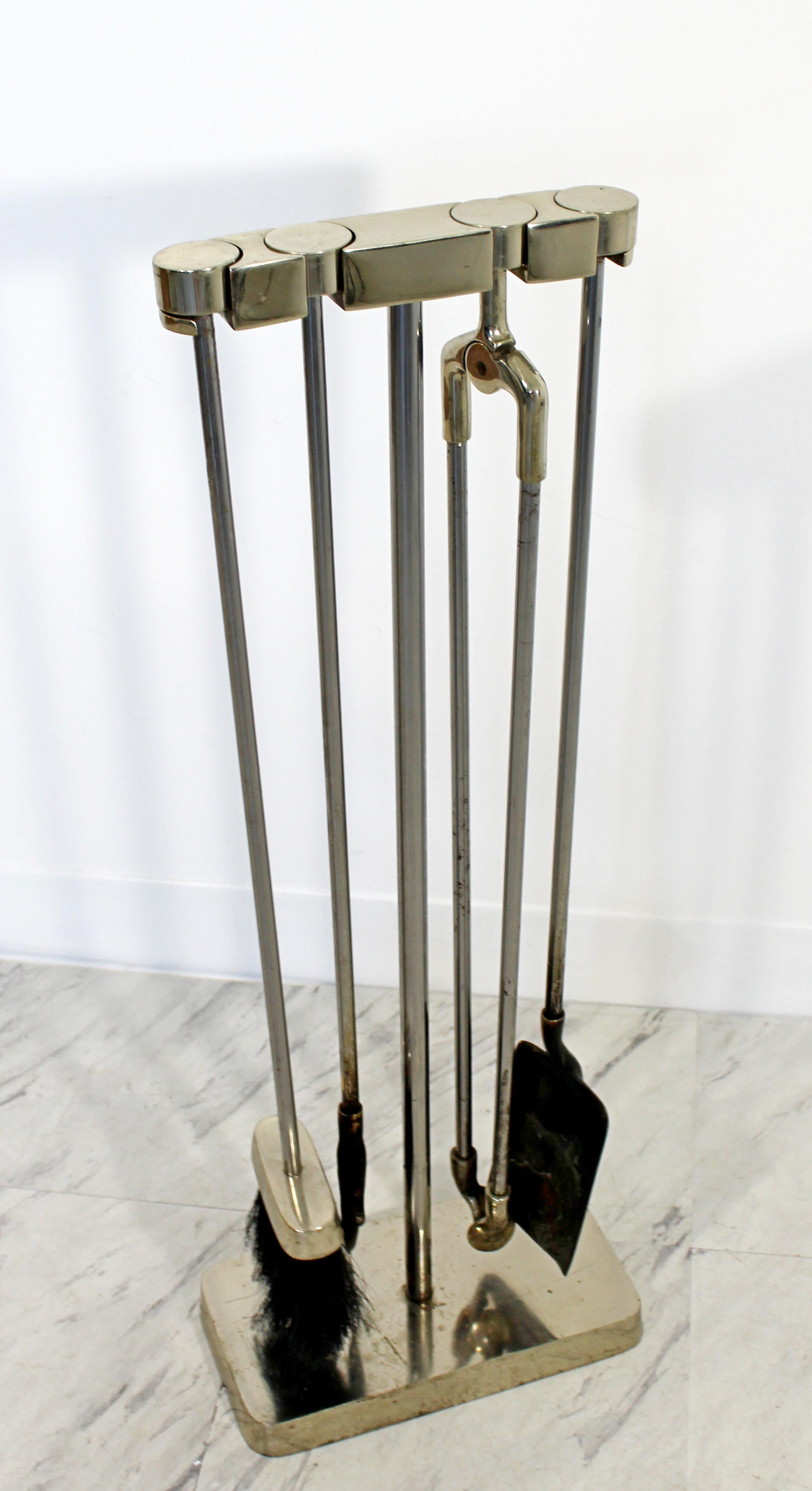 Mid-Century Modern Danny Alessandro Nickel-Plated Modernist Fireplace Tools 1970 In Good Condition In Keego Harbor, MI