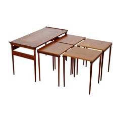 Mid-Century Modern Dansk Set of Teak Nesting Coffee Side Tables 1950-1960 Danish