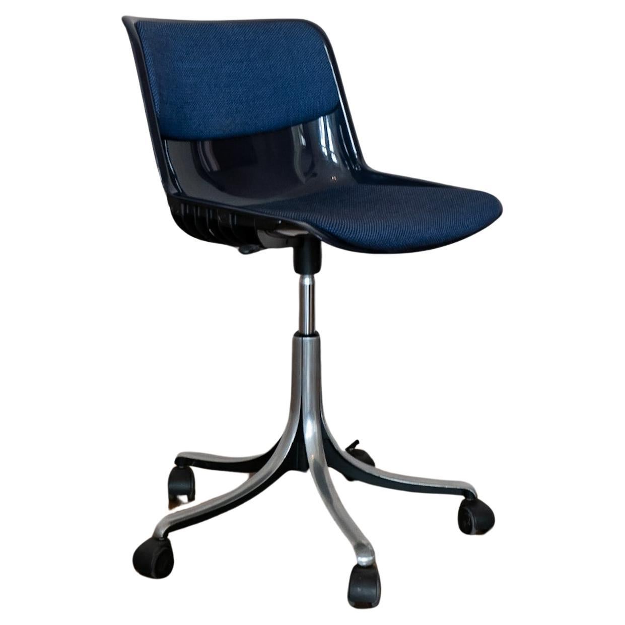 Mid-Century Modern Dark Blue Office Chair Modus 5 by Osvaldo Borsani, Italy 1970 For Sale