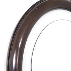 Mid-century modern dark brown backlit round mirror, Italy, 1970s