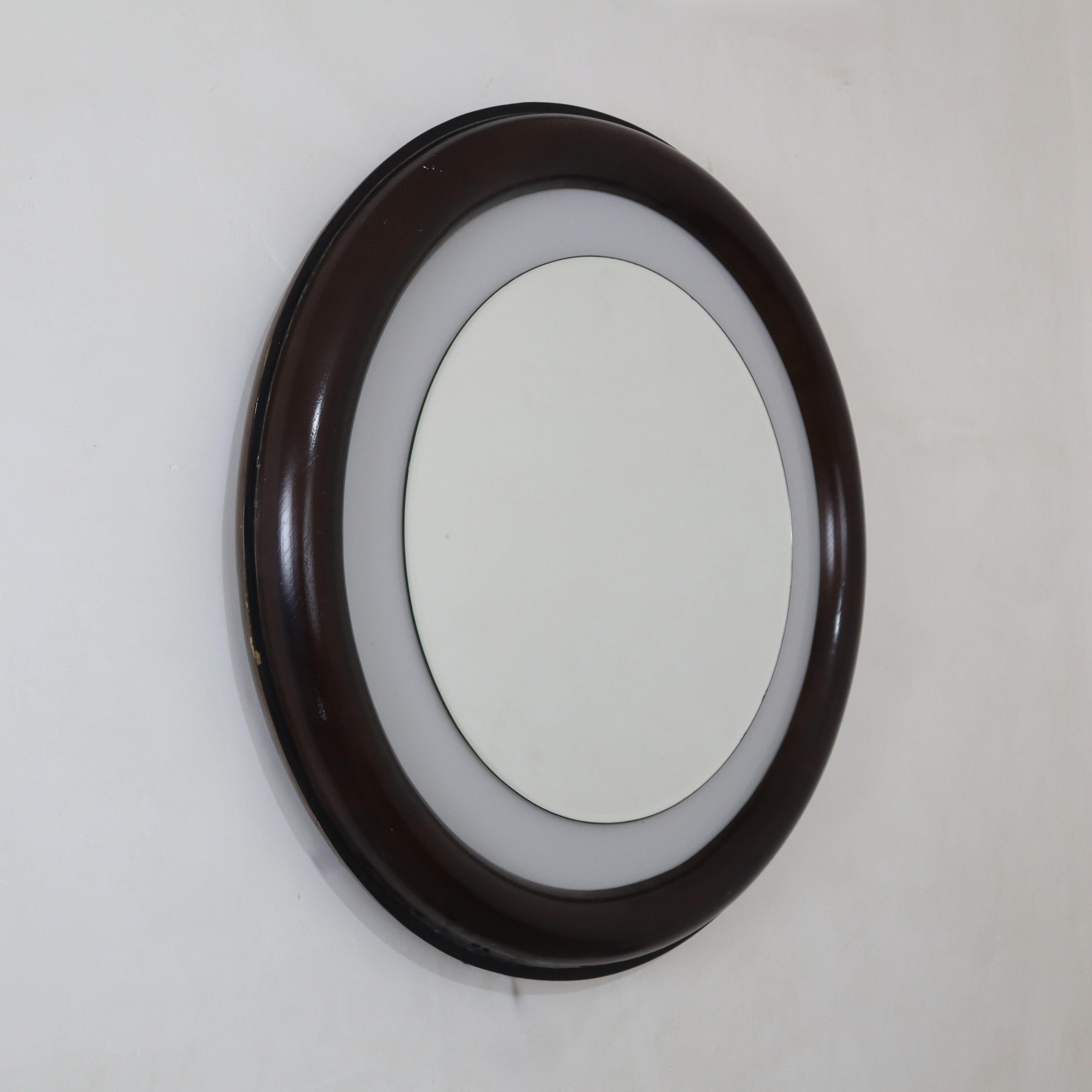 italien Miroir rond rétro-éclairé brun foncé, The Moderns, Italie, années 1970 en vente