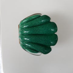 Mid Century Modern dark green glass cabinet handle.