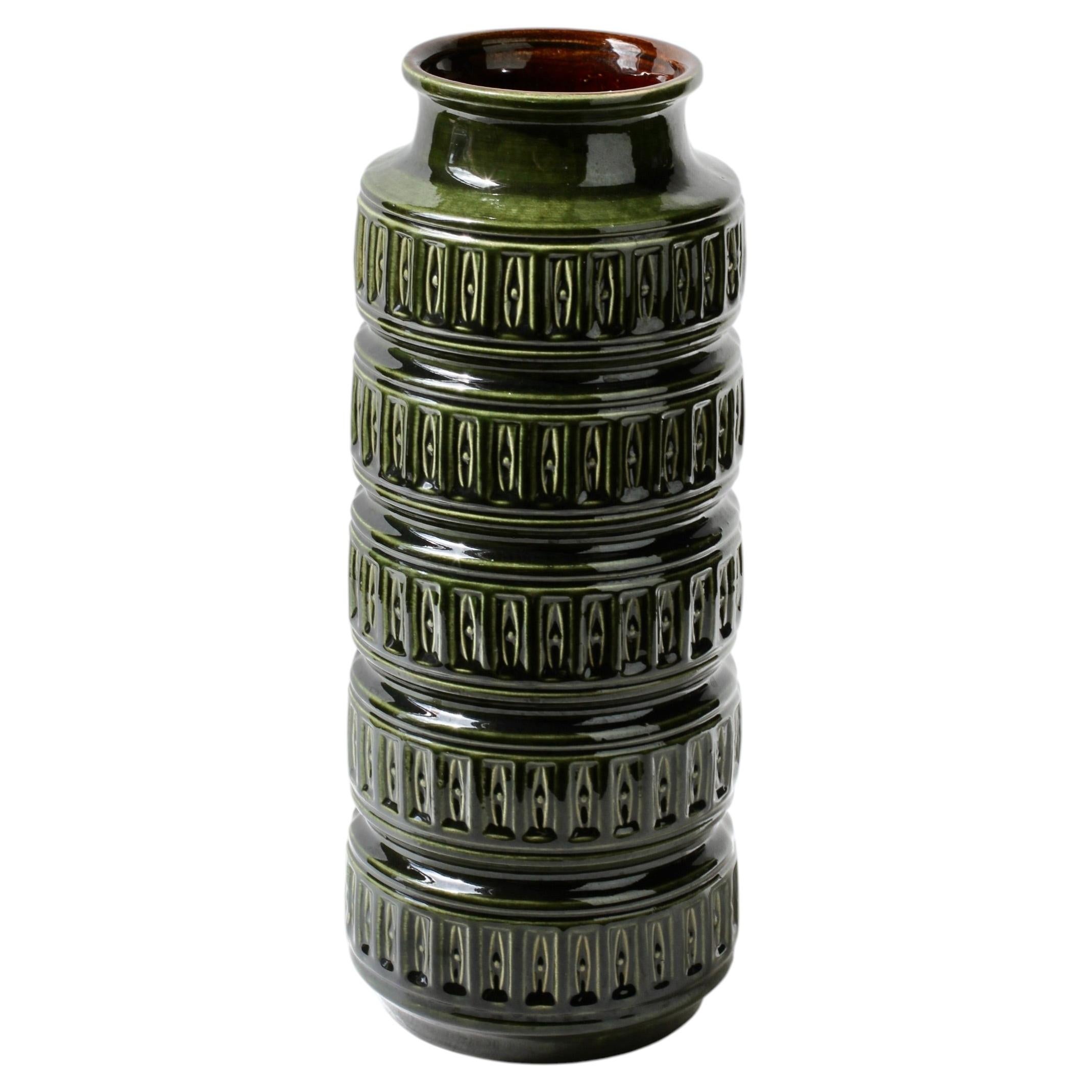 Vaso da terra della Germania Occidentale di metà secolo, verde scuro, 268-40 di Scheurich anni '70