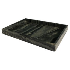 Mid-Century Modern Dark Grey Rectangular Marble Decorative Serving Tray