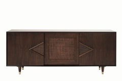 Mid-Century Modern Dark Walnut Credenza, C. 1950s