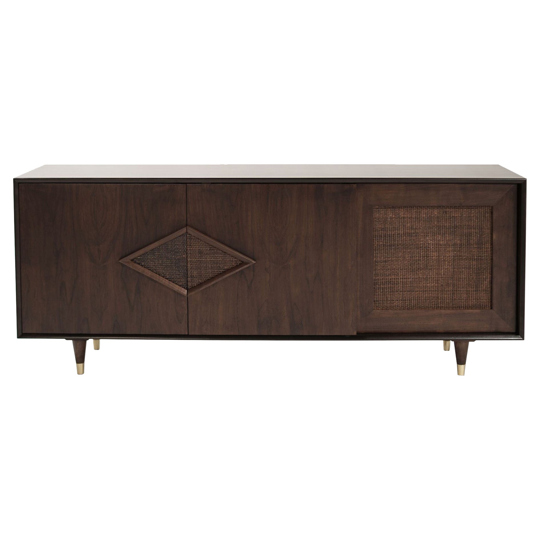 Mid-Century Modern-Anrichte aus dunklem Nussbaumholz, ca. 1950er Jahre