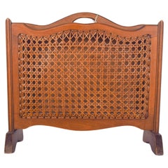 Mid-Century Modern Dark Wood and Straw Magazine Rack