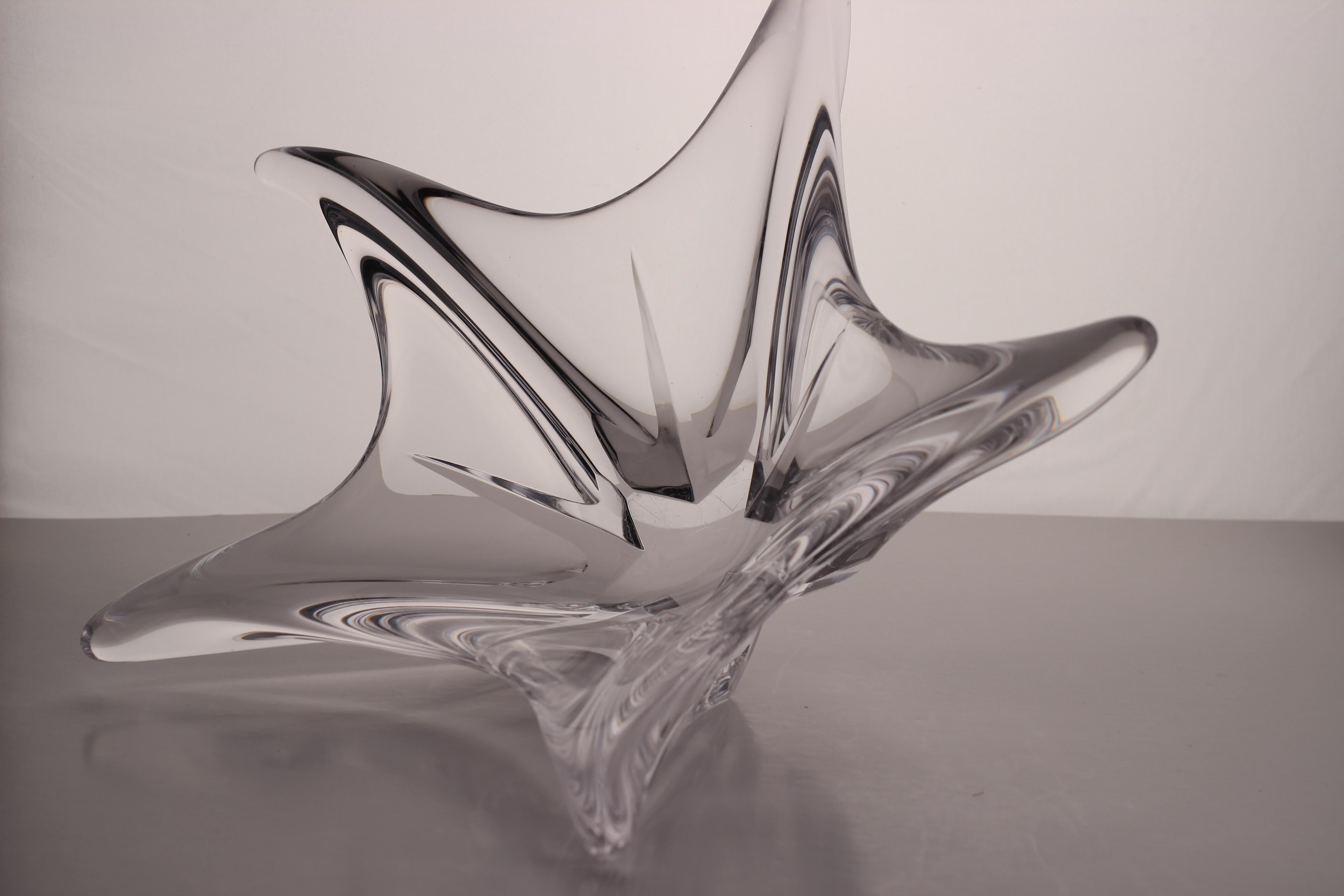 Glass Mid-Century Modern Daum Crystal Star Bowl For Sale