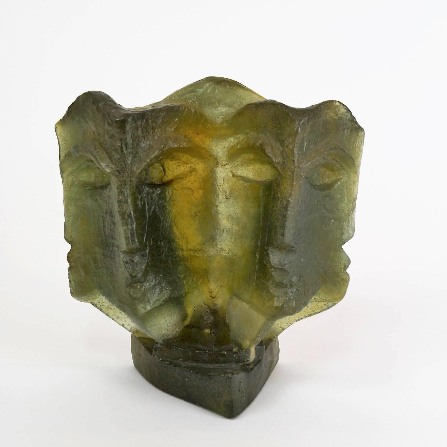 French Mid-Century Modern Daum Sculpture  Molten Glass signed Bernard Citroen Sculptor 