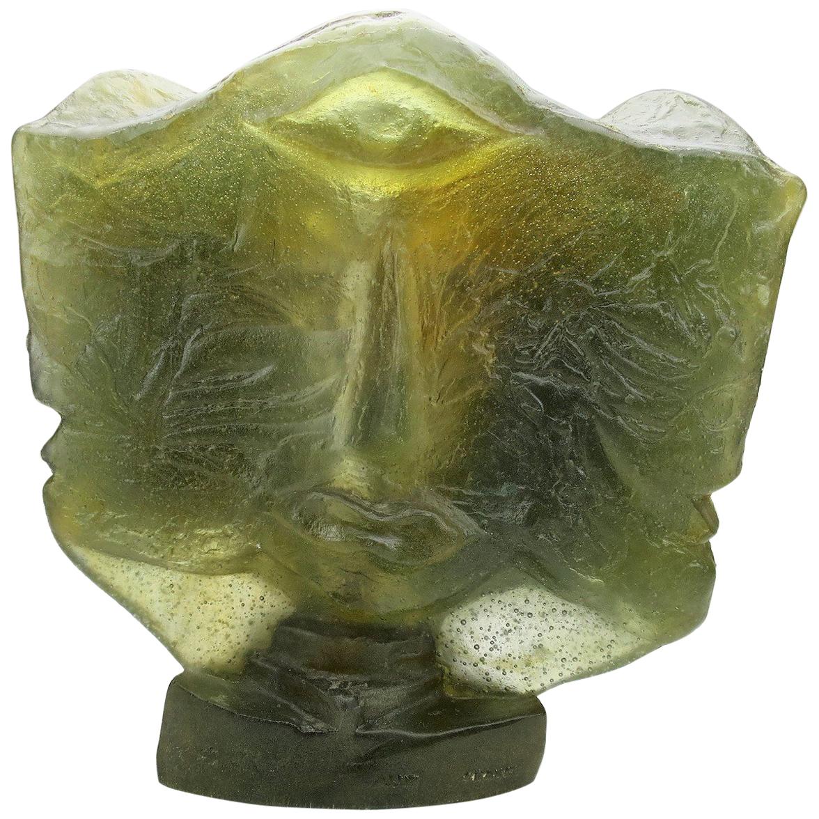 Mid-Century Modern Daum Sculpture  Molten Glass signed Bernard Citroen Sculptor 