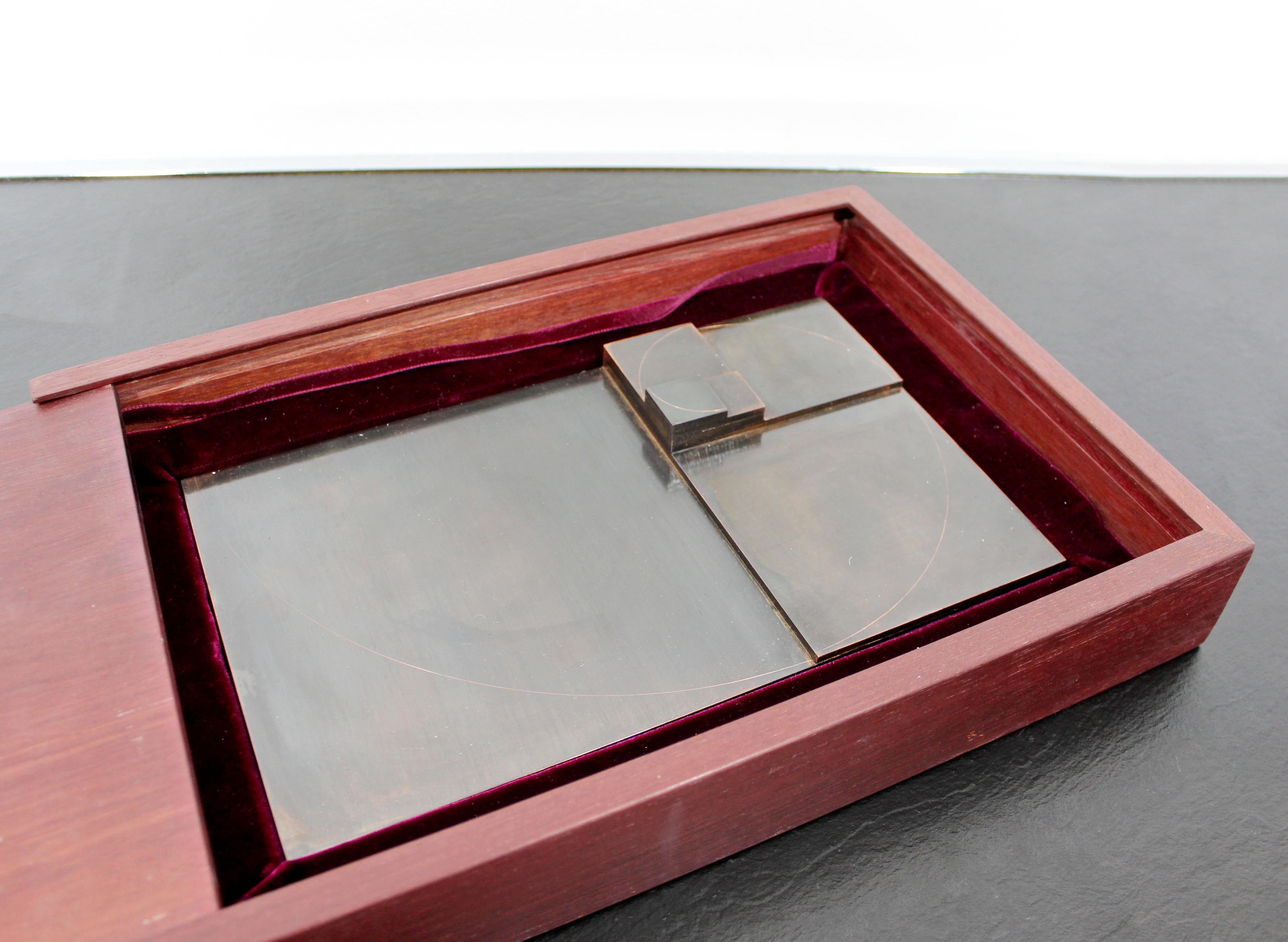 Late 20th Century Mid-Century Modern David Barr Table Sculpture Metal Fibonacci Sequence Wood Box