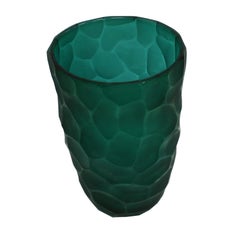 Vaso scultoreo in vetro di Murano verde sfaccettato di Davide Dona, metà del secolo scorso