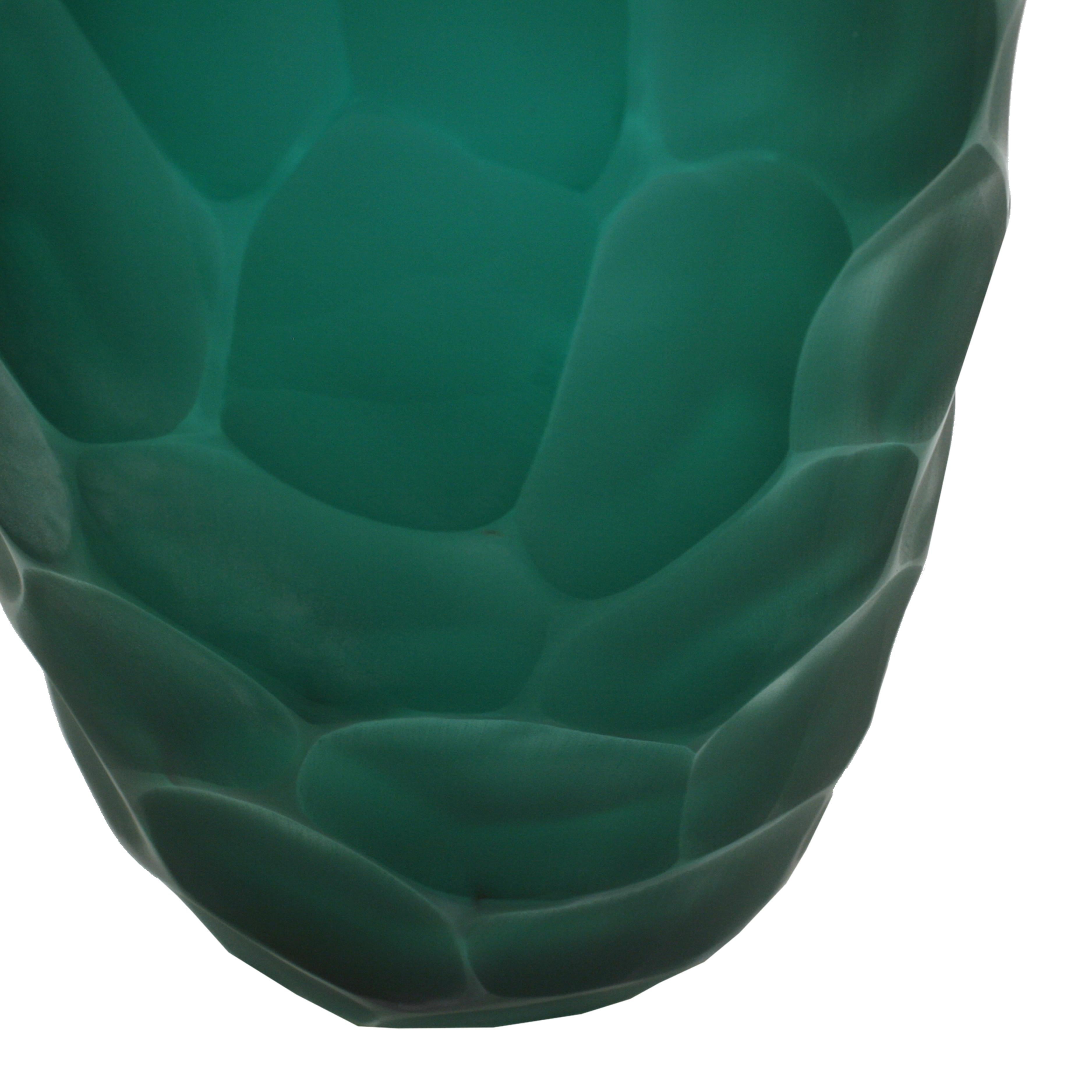 Mid-Century Modern Davide Dona Sculptural Faceted Green Murano Glass Vase In Good Condition For Sale In Madrid, ES