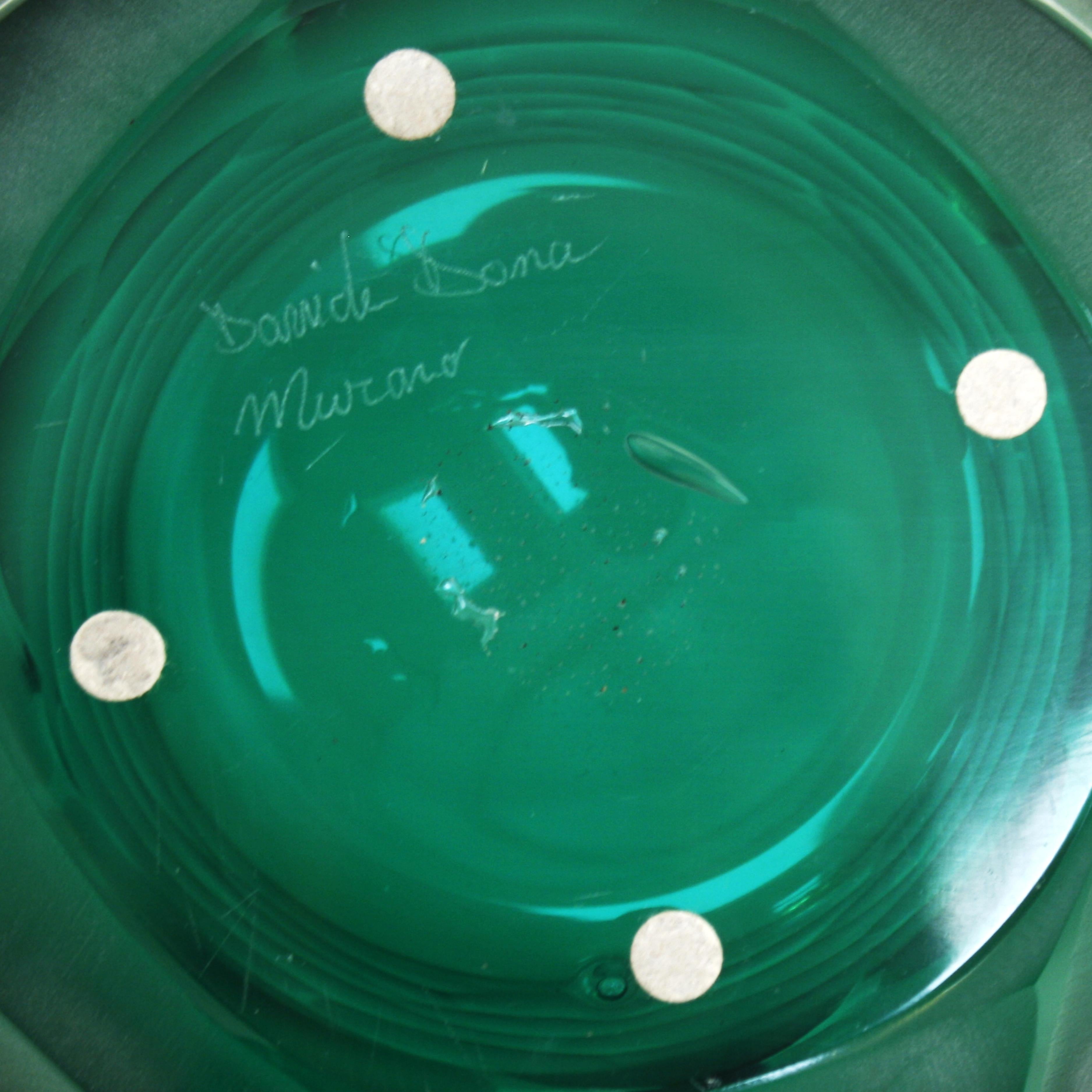 Davide Dona Skulpturale Vase aus facettiertem grünem Muranoglas aus der Jahrhundertmitte (Facettiert) im Angebot