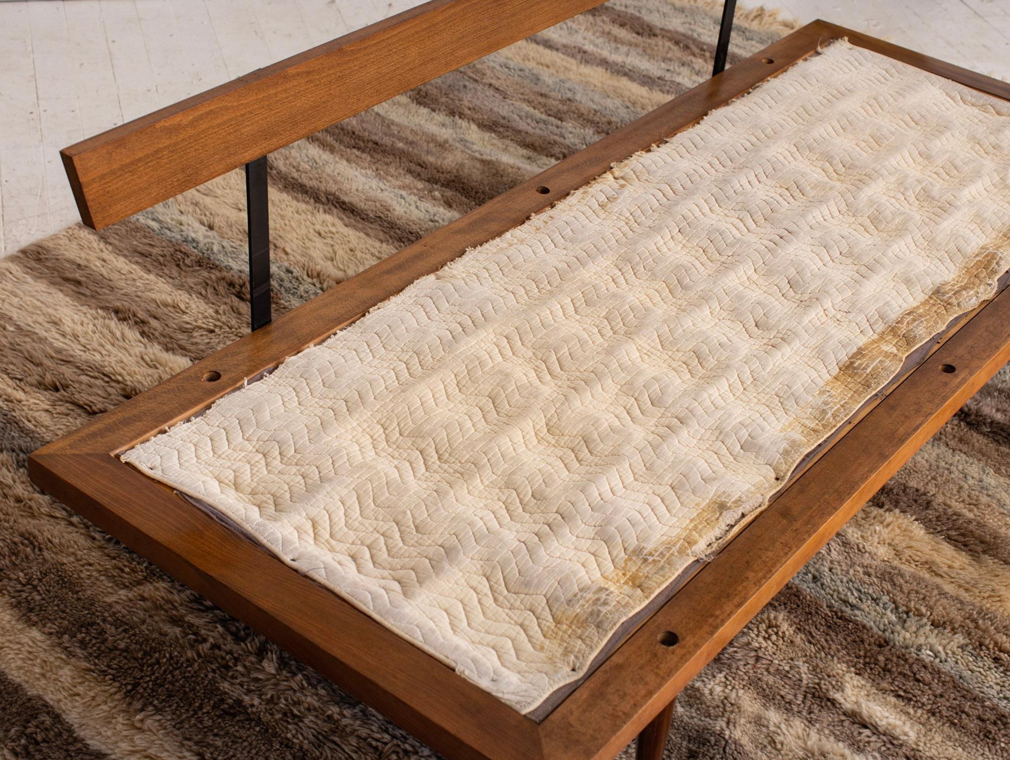 American Mid-Century Modern Day Bed in Textured Cream Upholstery