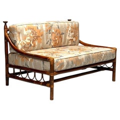 Modernes Mid-Century-Modern-Tagesbett oder Sofa, Bambus, Schilfrohr, Holz, 20. Jahrhundert.