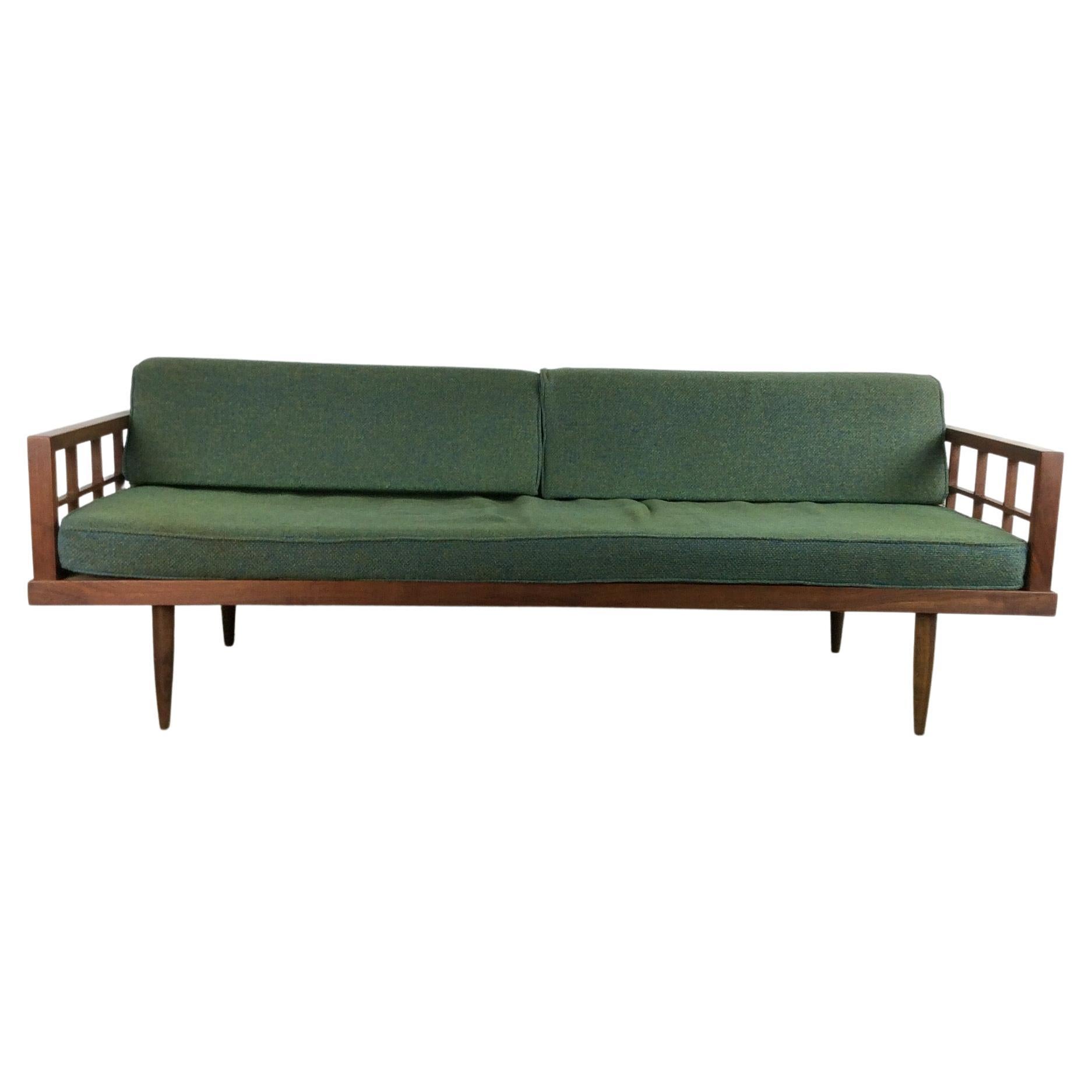 Mid Century Modern Daybed Sofa with Walnut Frame