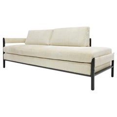 Mid Century Modern Daybed with Teak Frame and Donghia Cut Velvet