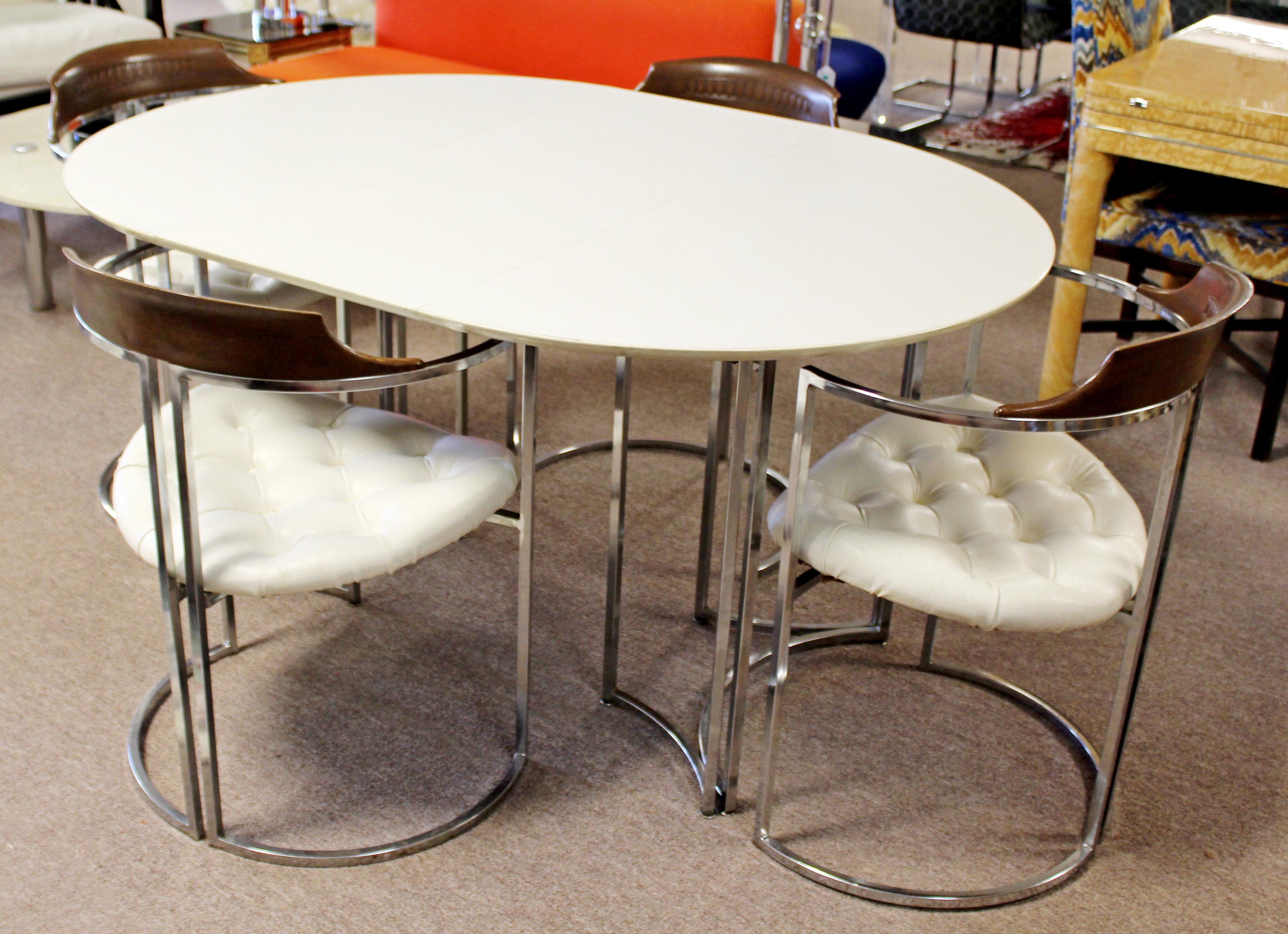 Mid-Century Modern Daystrom Chrome Wood Laminate Dinette Table & 4 Chairs 1970s 5